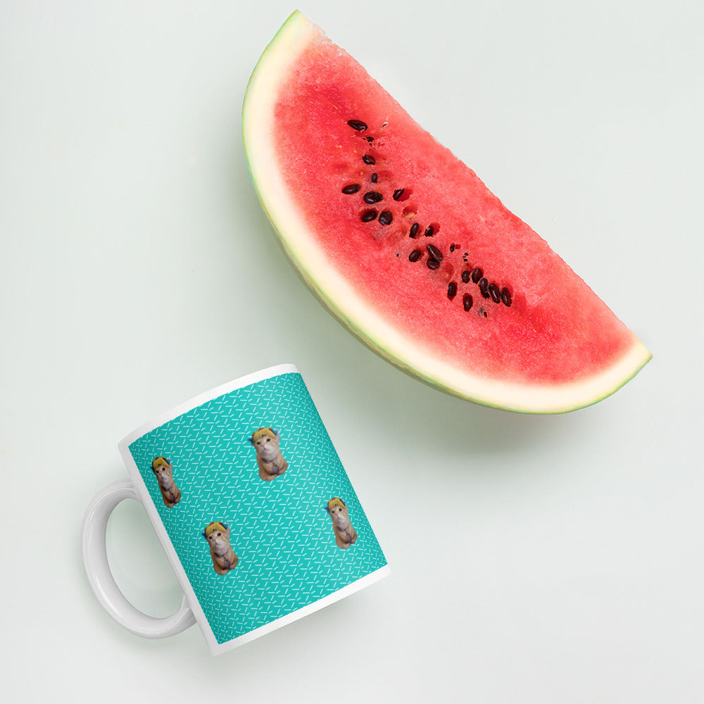 Mittens the Cat White glossy mug Lifestyle