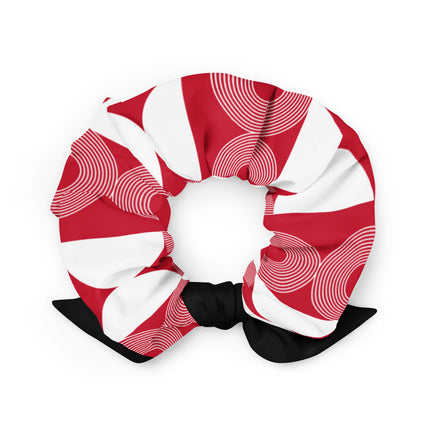 White Geometric pattern on Red Scrunchie