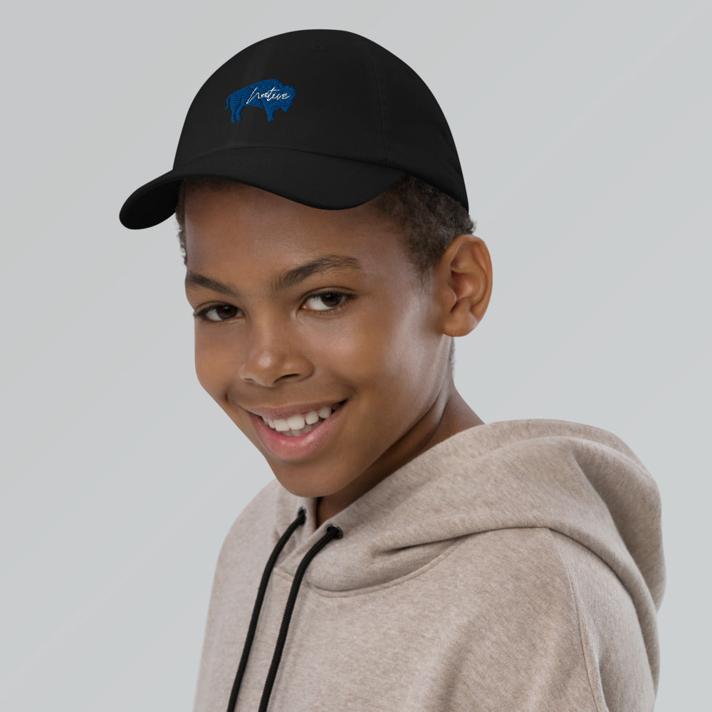 Native Bison Blue Youth Kids baseball cap