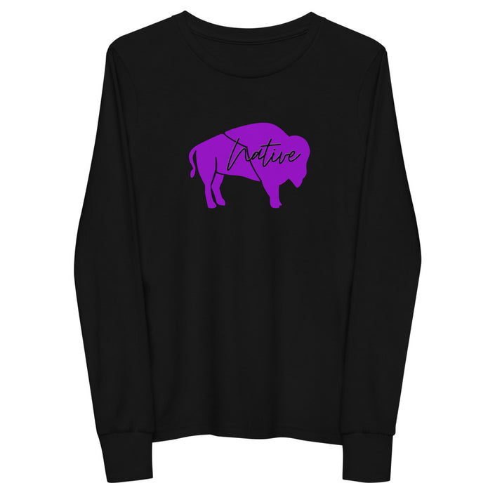 Native Bison Purple Youth long sleeve tee